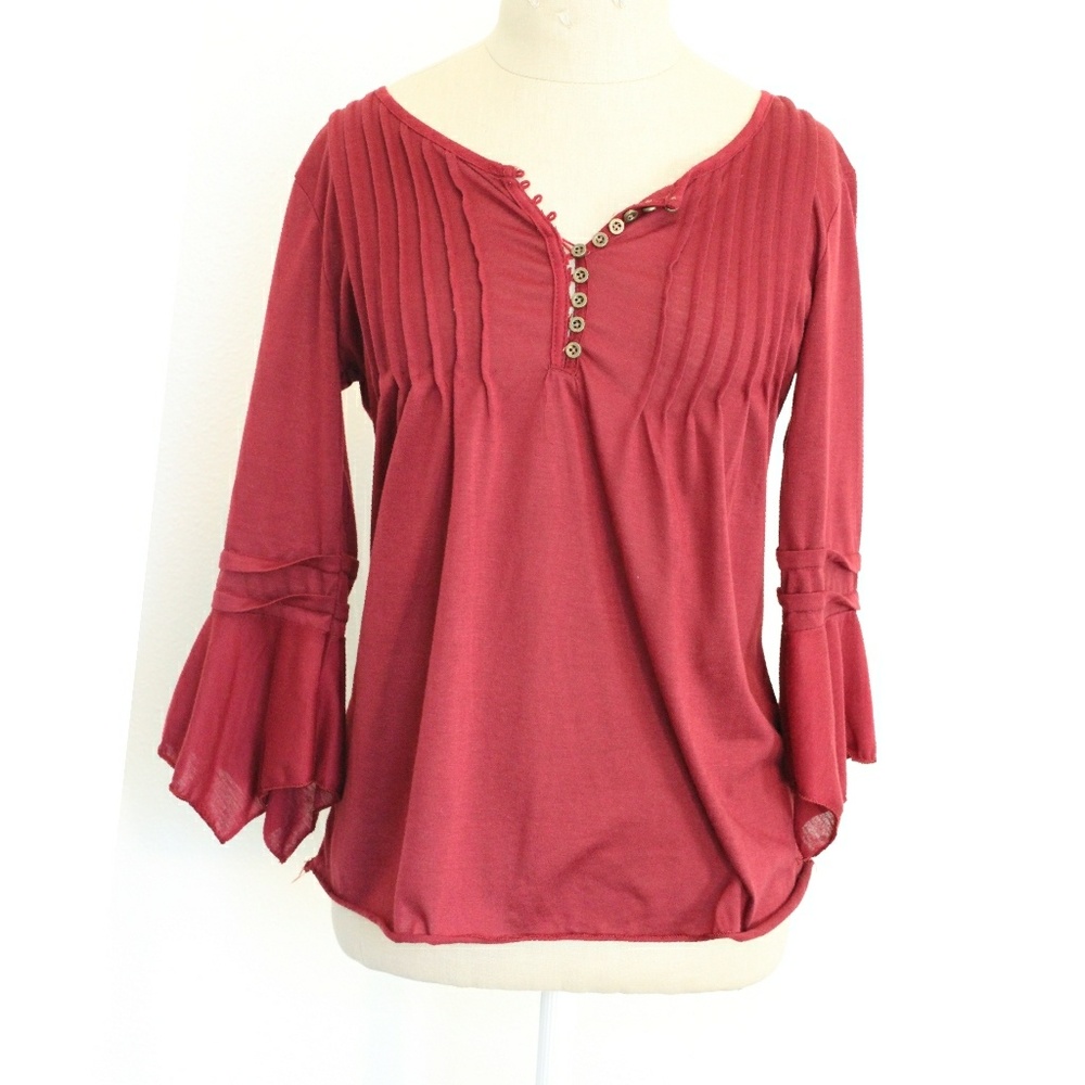 ⚘Maroon Bell Sleeve Shirt⚘